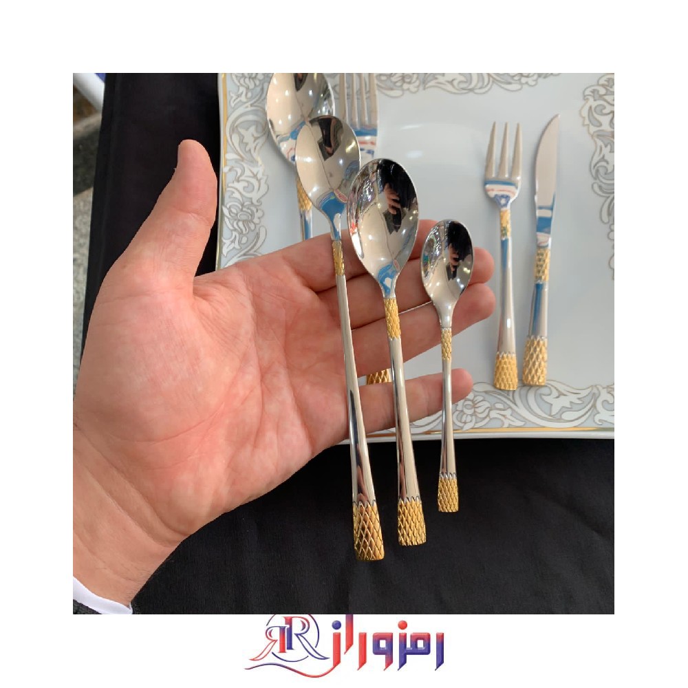 سرویس قاشق و چنگال 18 نفره 90 پارچه یونیک مدل اناناسی نیمه طلایی روشن دهنه اروپایی ، خرید و قیمت سرویس قاشق و چنگال 18 نفره 90 پارچه یونیک مدل اناناسی نیمه طلایی روشن دهنه اروپایی ، خوش دست مجلسی